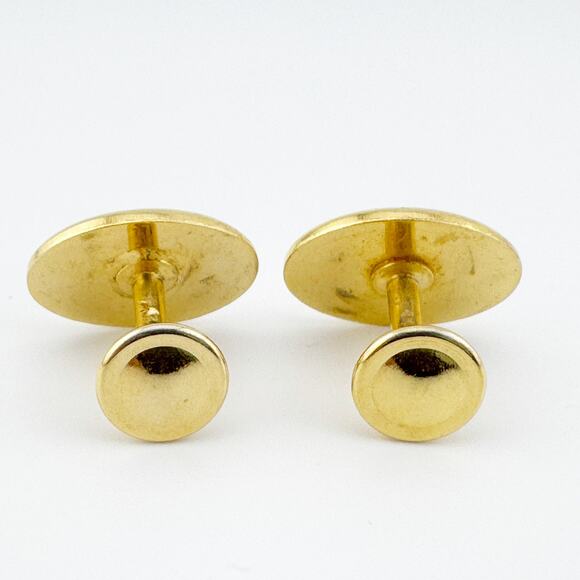 Vintage Plaid Gold Tone Cufflinks Oval Button Style - Picture 5 of 10